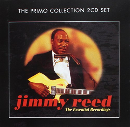 Jimmy Reed portrait on CD cover, playing guitar with a microphone.