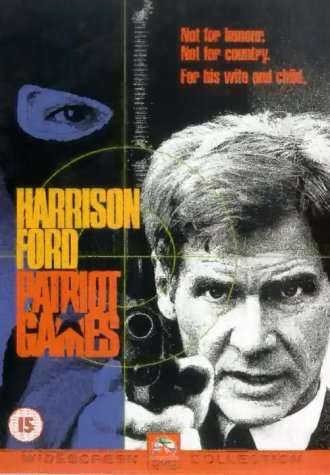 DVD cover for "Patriot Games" featuring Harrison Ford in a serious pose.