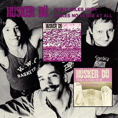 Husker Du CD cover with band members and album art imagery.