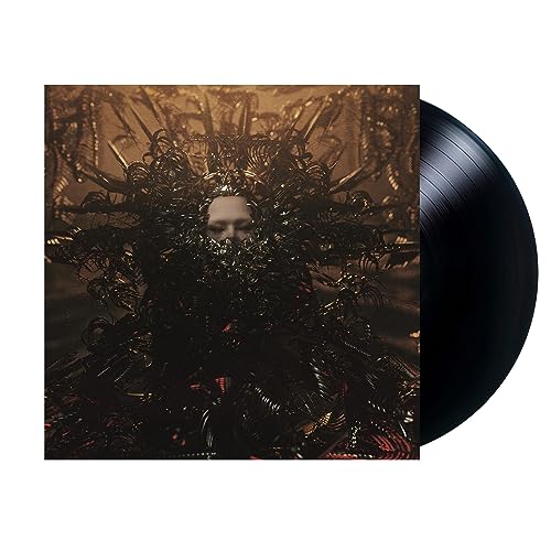 Vinyl record with album cover featuring a person obscured by dark tendrils.