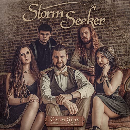 Vinyl album cover featuring five band members posing against a brick wall.