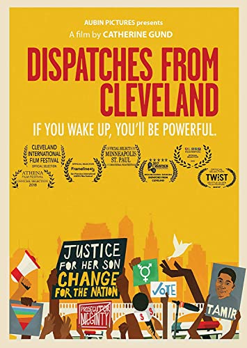 “Dispatches From Cleveland” DVD cover with protest signs and city skyline.
