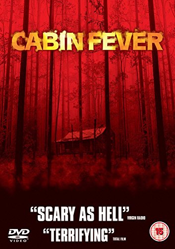 DVD cover for "Cabin Fever" showing a cabin in a dark, red forest.