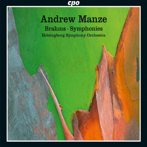 CD cover for Brahms symphonies conducted by Andrew Manze, abstract art.