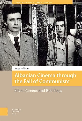 Book cover: Albanian Cinema, featuring a man and woman behind bars.