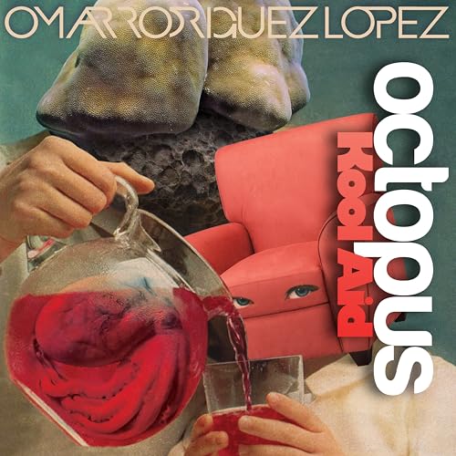 Album cover featuring an octopus, red chair, and pouring red liquid.