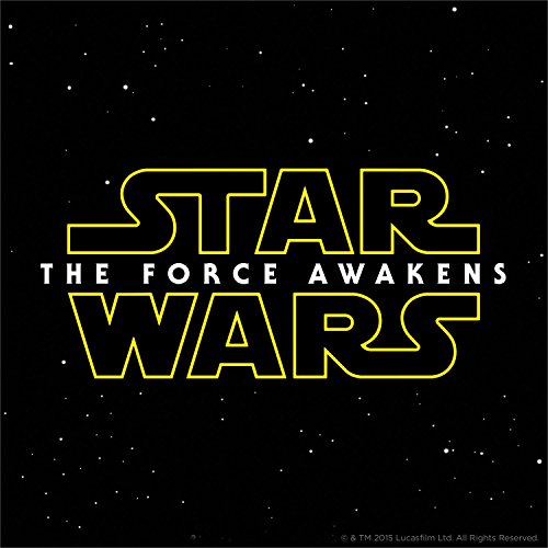 “Star Wars: The Force Awakens” logo on a black background with white speckles.