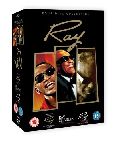 DVD case for “Ray” featuring Jamie Foxx as Ray Charles in multiple portraits.