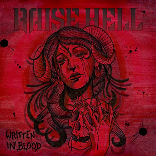 Red album cover with a woman, horns, and a heart in her hands.
