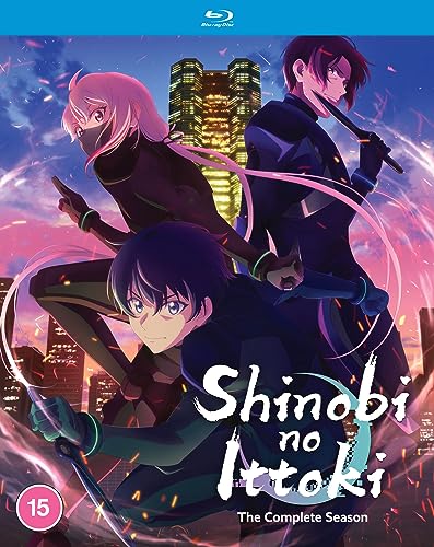 “Shinobi No Ittoki” Blu-ray cover featuring three anime characters and a city skyline.
