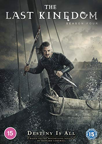 DVD cover for "The Last Kingdom" Season Four, featuring a warrior with swords.