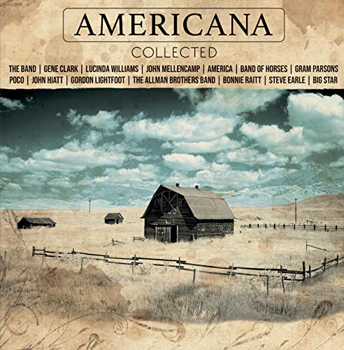 Album cover for "Americana Collected" featuring a weathered barn in a field.