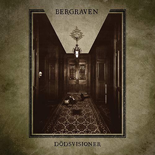 Bergraven album cover: a dark hallway with a chandelier and figure.