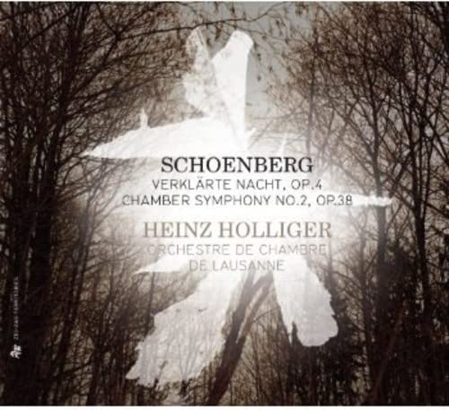 CD cover: dark forest scene with white shapes and text “Schoenberg.”