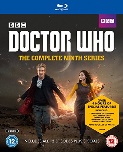 Doctor Who series nine Blu-ray cover featuring the Doctor and Clara running from explosions.