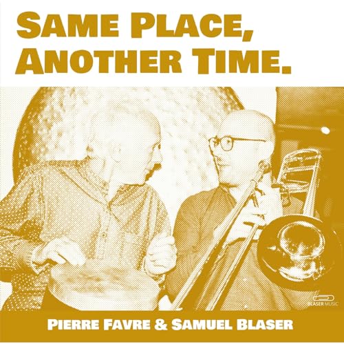 Album cover featuring two musicians with a trombone, sepia toned.