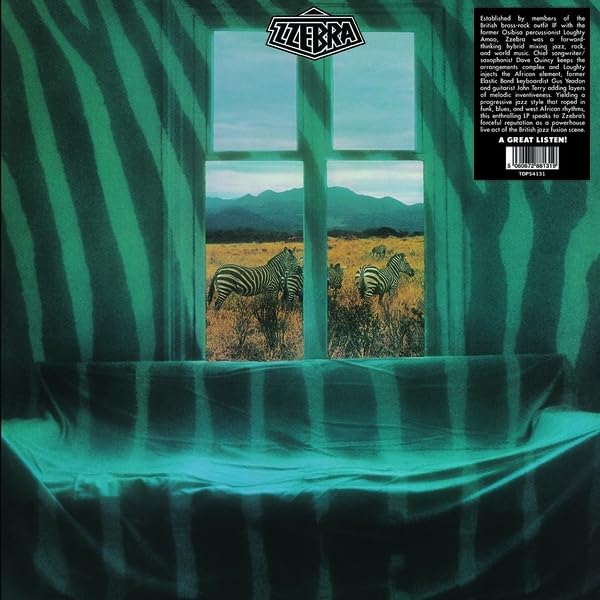 Vinyl record cover: green window frame with zebras in a field.