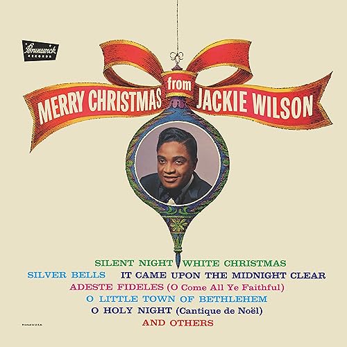 Jackie Wilson's "Merry Christmas" album cover with a portrait inside an ornament.