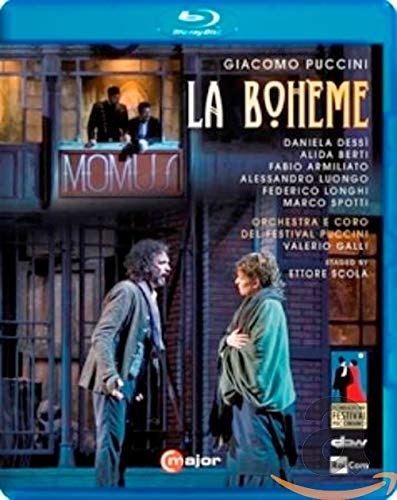 Blu-ray cover for Puccini’s *La Boheme* opera, featuring performers and stage imagery.