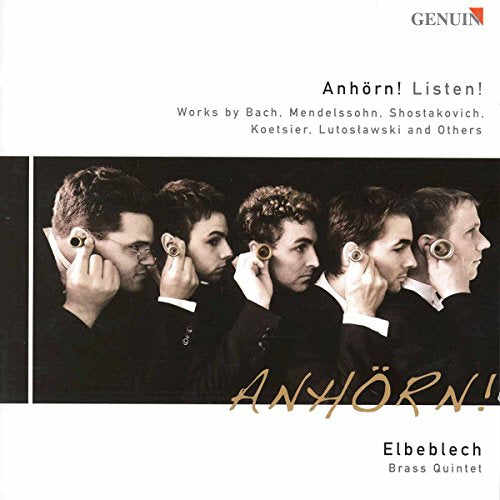 CD cover featuring four men holding antique listening devices to their ears.