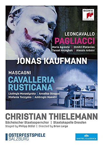 DVD cover for operas Cavalleria Rusticana and Pagliacci, featuring Jonas Kaufmann.