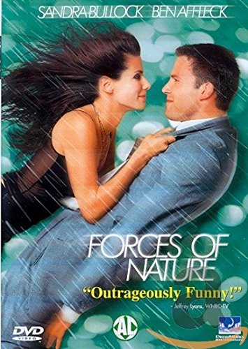Movie cover for "Forces of Nature" featuring Sandra Bullock and Ben Affleck.