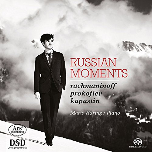 CD cover: pianist Mario Häring, text “Russian Moments”, misty landscape.