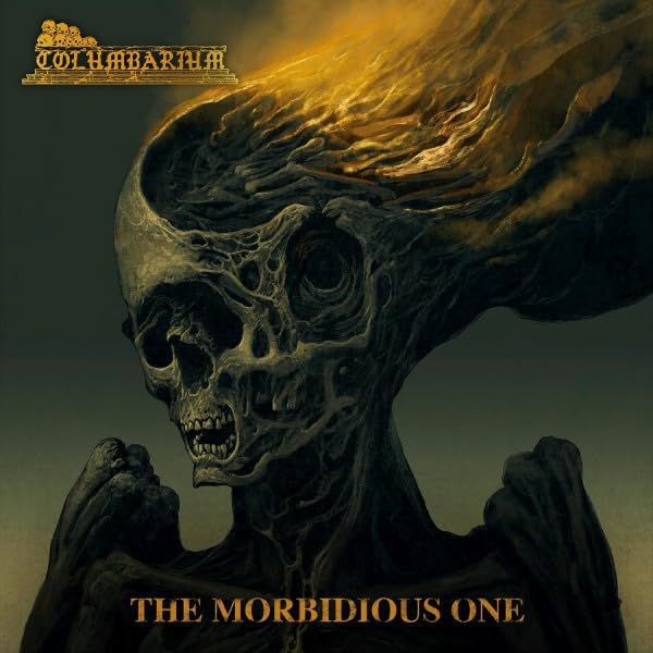 Dark album cover featuring a detailed, grotesque skull and fiery background.