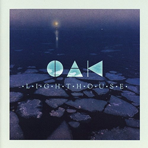 CD cover for Oak’s “Lighthouse” with a dark, icy seascape and geometric shapes.