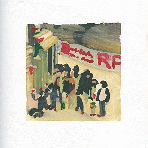 Painted album cover depicting a crowd scene with red lettering.