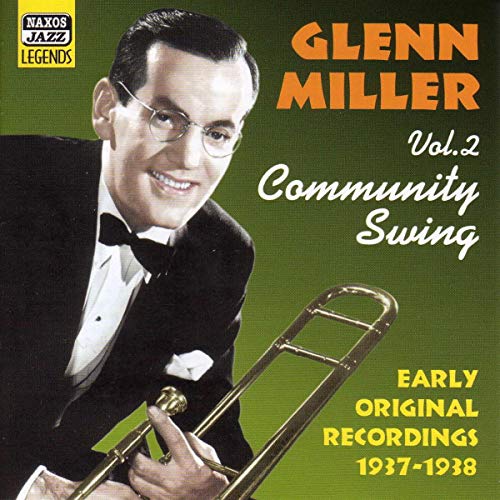 Glenn Miller in tuxedo with trombone, album cover for "Community Swing.