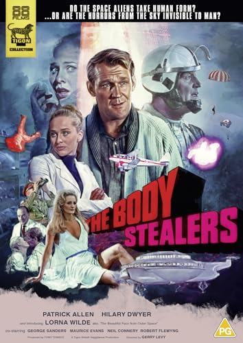 DVD cover for "The Body Stealers" featuring actors and sci-fi imagery.