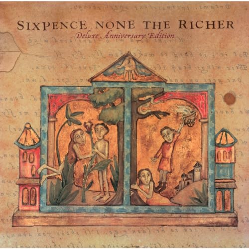 CD cover art: illuminated manuscript style scene with figures and buildings.