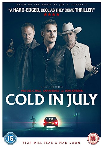 DVD cover for “Cold In July” featuring three men and a car.