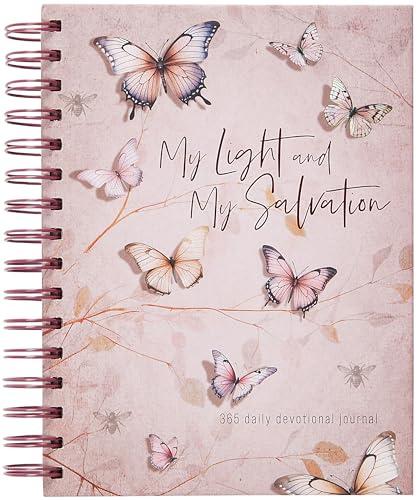 Spiral-bound devotional journal with butterflies and floral design.
