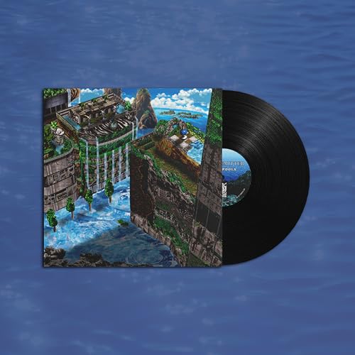 Vinyl record with album cover depicting a fantastical coastal landscape.