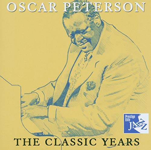 Yellow CD cover featuring a portrait of jazz pianist Oscar Peterson.