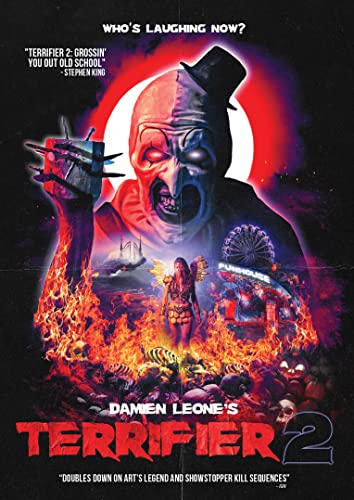 Terrifier 2" DVD cover featuring Art the Clown in a menacing pose.