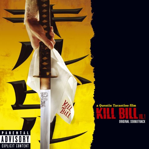 CD cover for "Kill Bill Vol. 1" featuring a katana and yellow design.