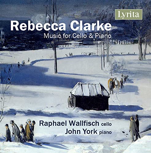 CD cover: snowy landscape with figures, text “Rebecca Clarke: Music for Cello & Piano”.