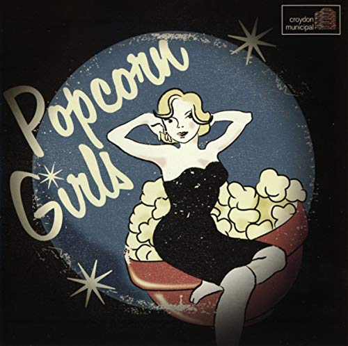 CD cover: illustrated woman with popcorn, vintage style, dark background.