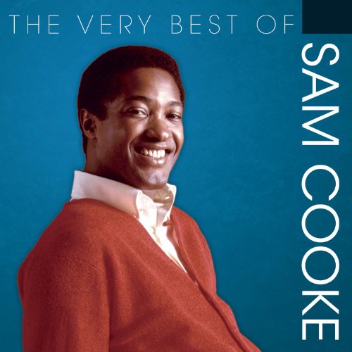 Sam Cooke album cover, portrait of a smiling man in a red sweater.