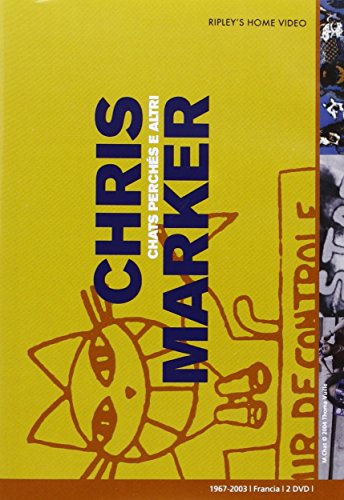 Yellow DVD cover for Chris Marker’s “Chats Perchés E” featuring a cat drawing.