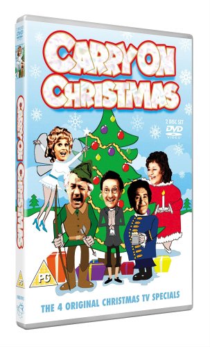 Carry On Christmas" DVD cover featuring cartoon character illustrations and a tree.