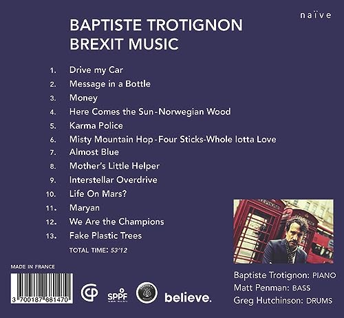 Back cover of Brexit Music CD featuring a tracklist and a small photoC photo.