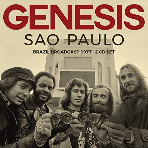 Genesis "Sao Paulo" CD cover featuring a black and white band photo.