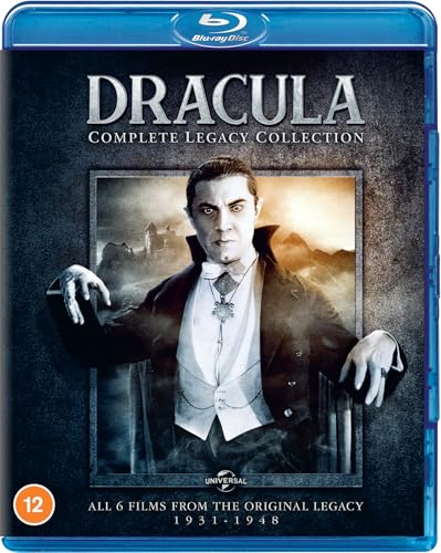 Blu-ray cover art for Dracula: Complete Legacy Collection featuring Bela Lugosi as Dracula.