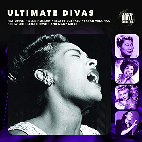 Album cover for “Ultimate Divas” featuring Billie Holiday and other singers.
