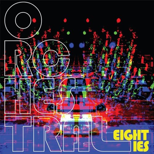 CD cover for “Orchestral Eighties” with neon lights and white text.