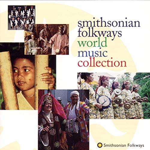 CD cover with a collage of people and musical instruments.
